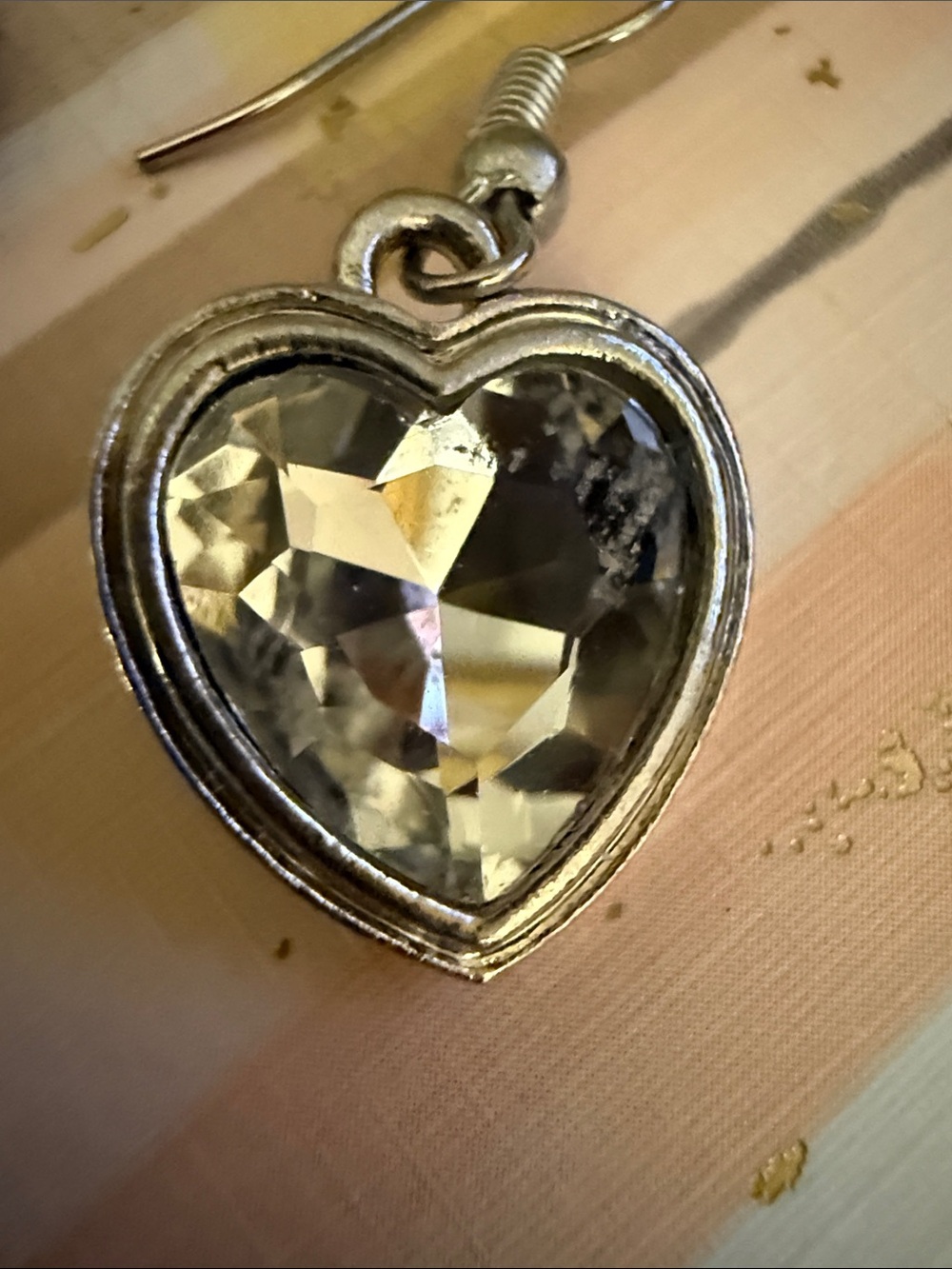 Silver Heart Crystal Drop Earrings - Clear - Picture 2 of 3